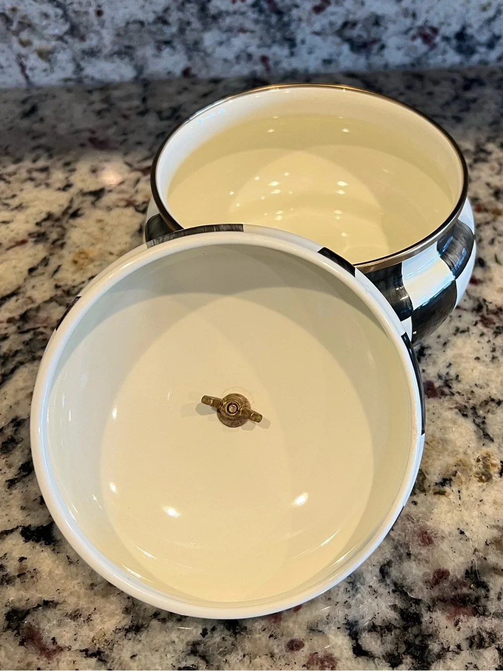 Mackenzie-Childs Courtly Check Squashed Pot. Like New!